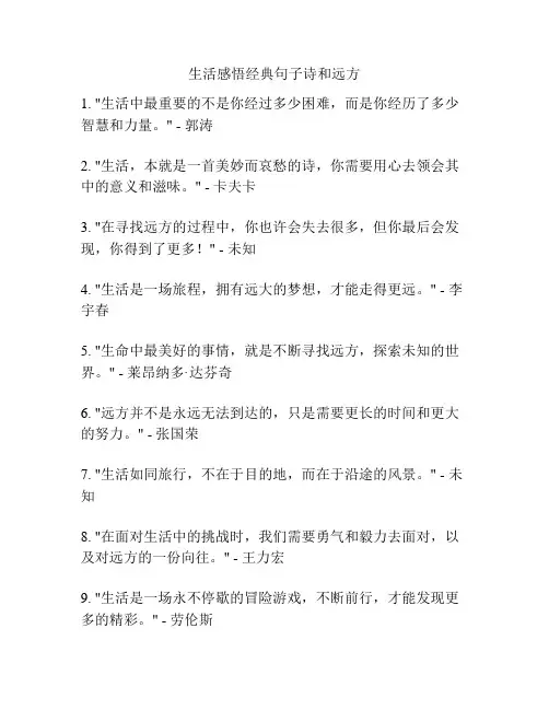 生活感悟经典句子诗和远方