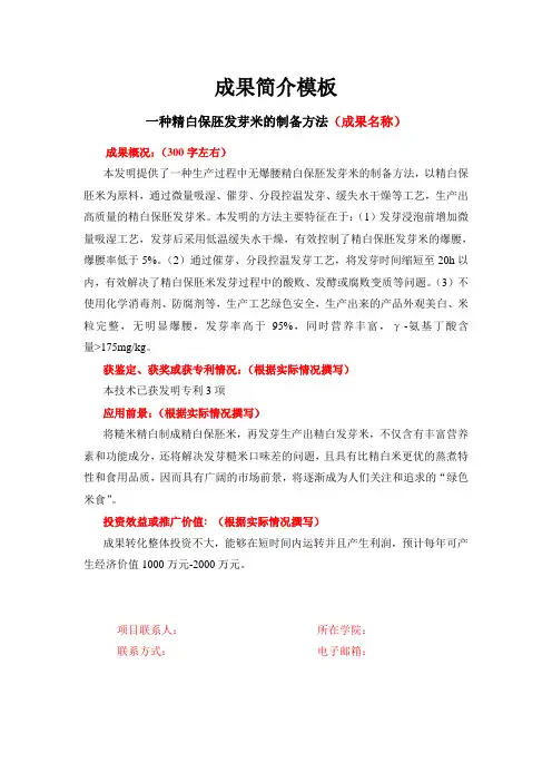 成果简介模板