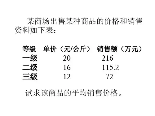 某商场出售某种商品的价格和销售资料如下表.pptx