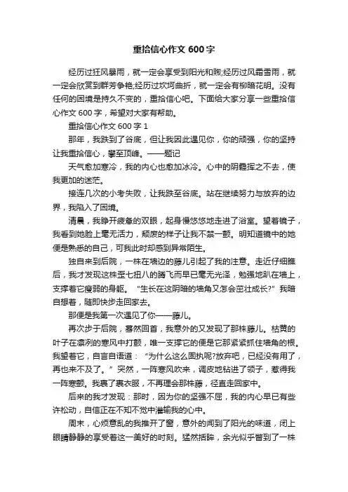 重拾信心作文600字