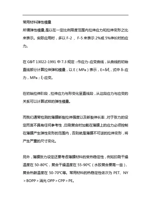 常用材料弹性模量
