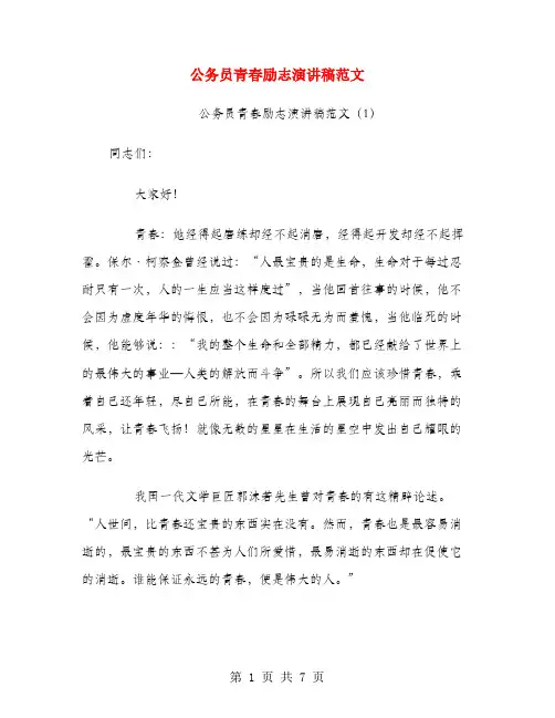公务员青春励志演讲稿范文.doc