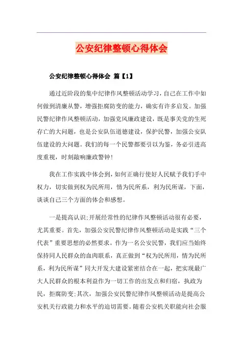 公安纪律整顿心得体会