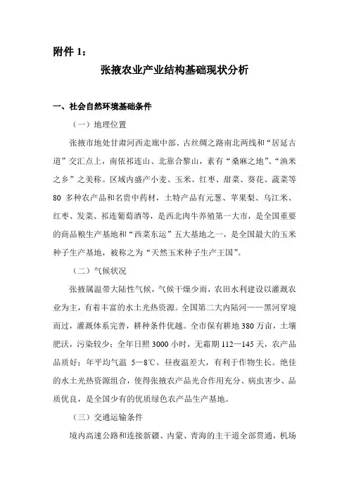 张掖农业产业结构基础现状分析2.28