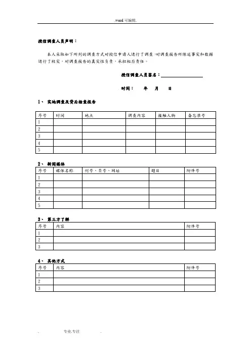 房地产项目开发贷款调查报告格式(正稿)