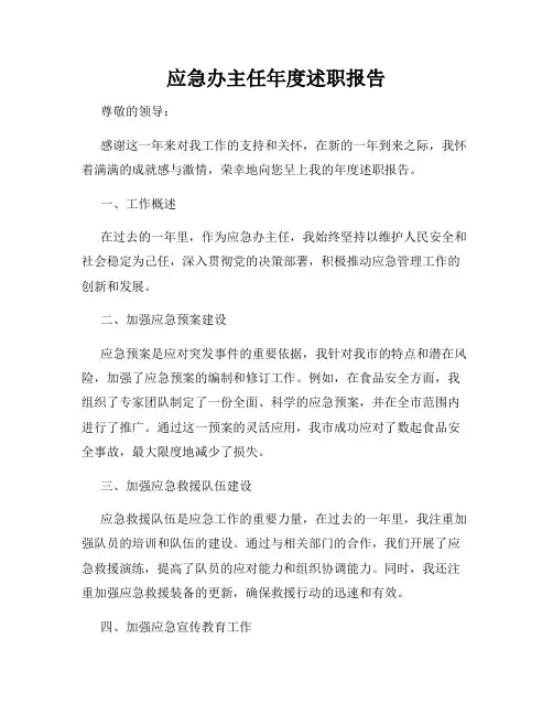 应急办主任年度述职报告