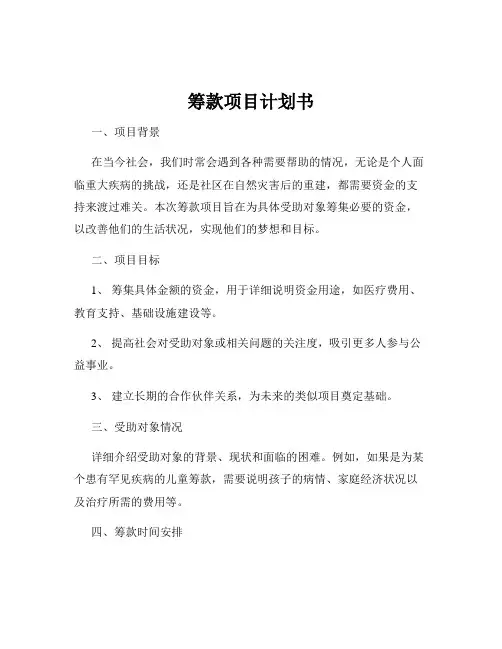 筹款项目计划书
