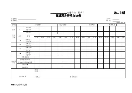 隧道洞身开挖检查记录表