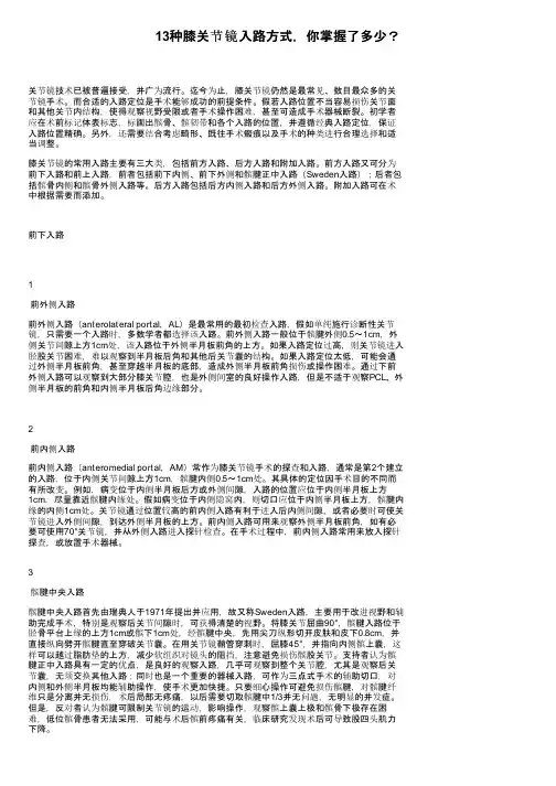 13种膝关节镜入路方式，你掌握了多少？