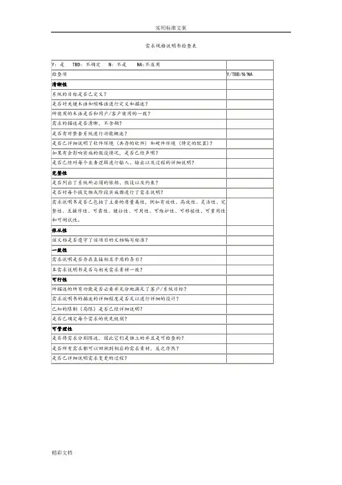 软件的设计的评审检查表