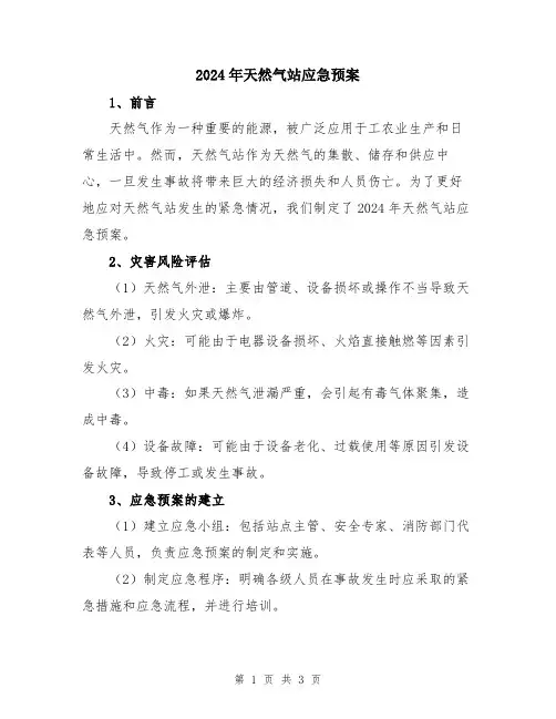 2024年天然气站应急预案