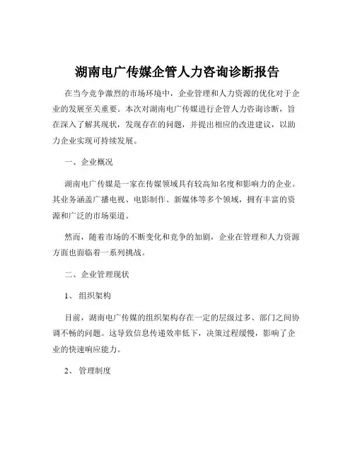 湖南电广传媒企管人力咨询诊断报告