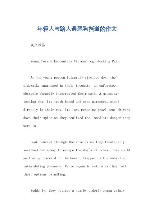 年轻人与路人遇恶狗挡道的作文
