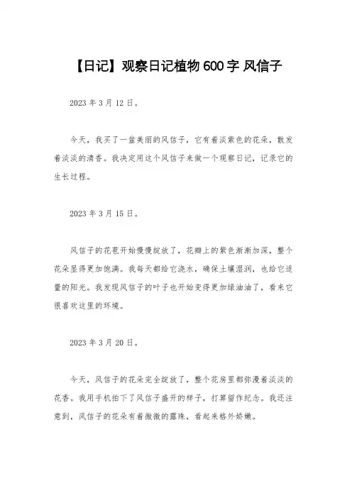 【日记】观察日记植物600字 风信子