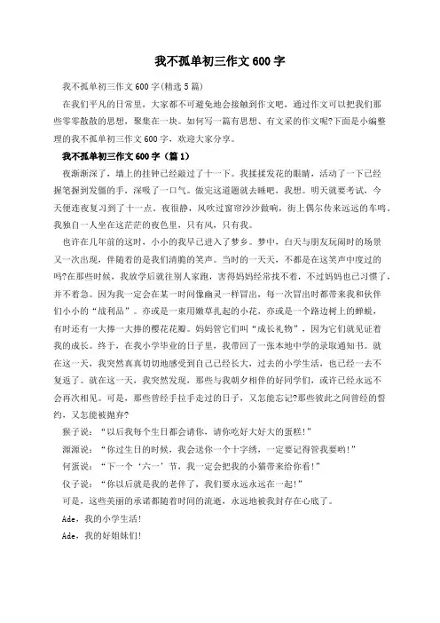 我不孤单初三作文600字