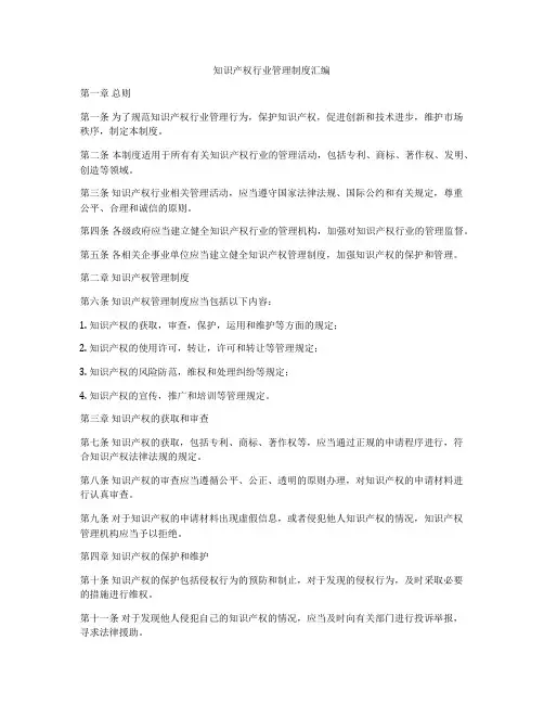 知识产权行业管理制度汇编