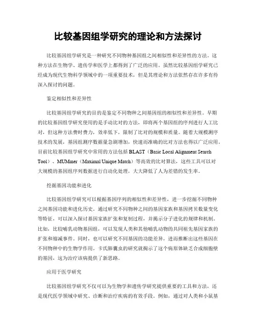 比较基因组学研究的理论和方法探讨