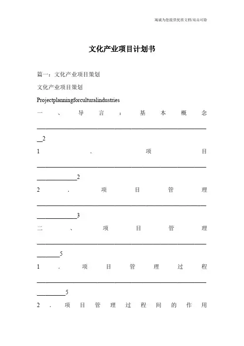 文化产业项目计划书