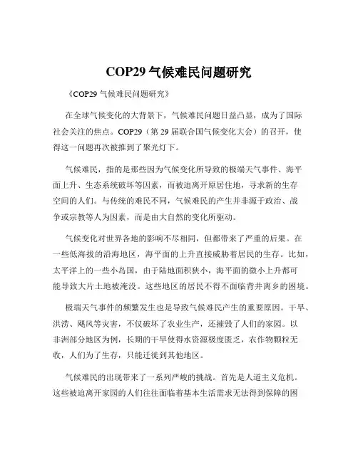 COP29气候难民问题研究