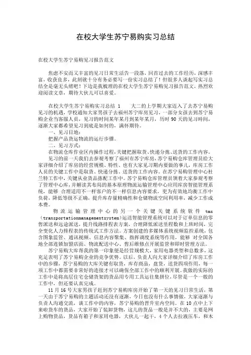 在校大学生苏宁易购实习总结 (2)