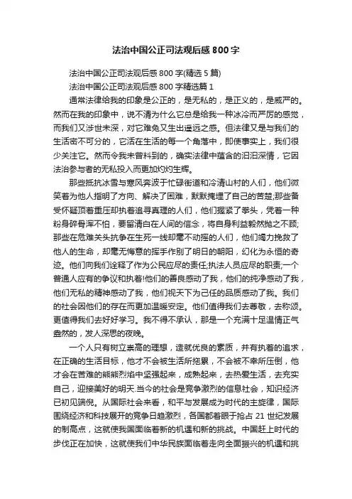 法治中国公正司法观后感800字