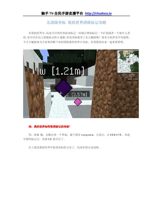 怎清除坐标 我的世界清除标记攻略
