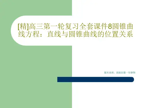 [精]高三第一轮复习全套课件8圆锥曲线方程：直线与圆锥曲线的位置关系共16页文档