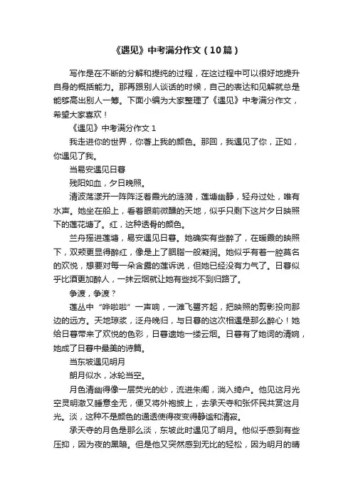 《遇见》中考满分作文（10篇）