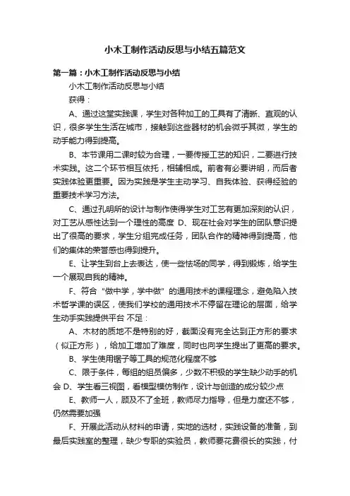 小木工制作活动反思与小结五篇范文