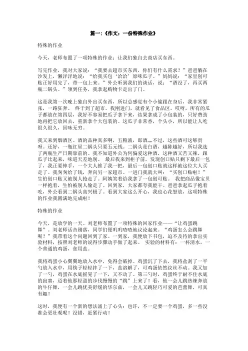 一份特殊的作业的作文500字