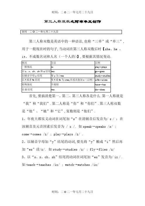 英语“三单形式”详解