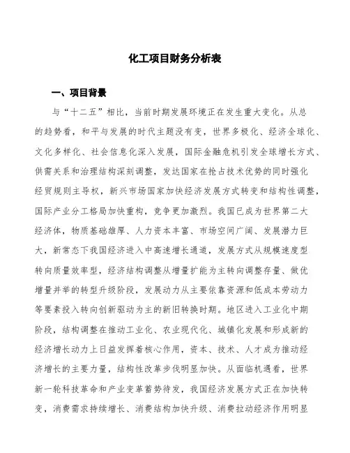 化工项目财务分析表