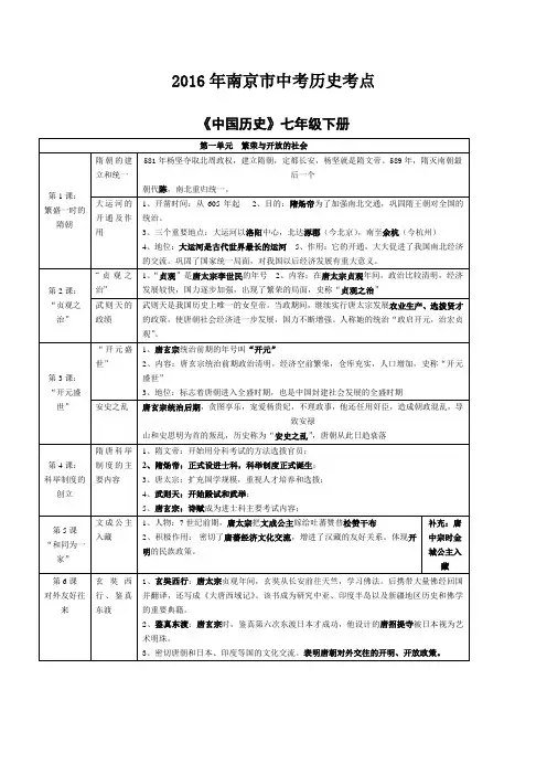 七下历史复习提纲