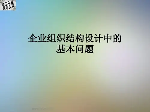 企业组织结构设计中的基本问题