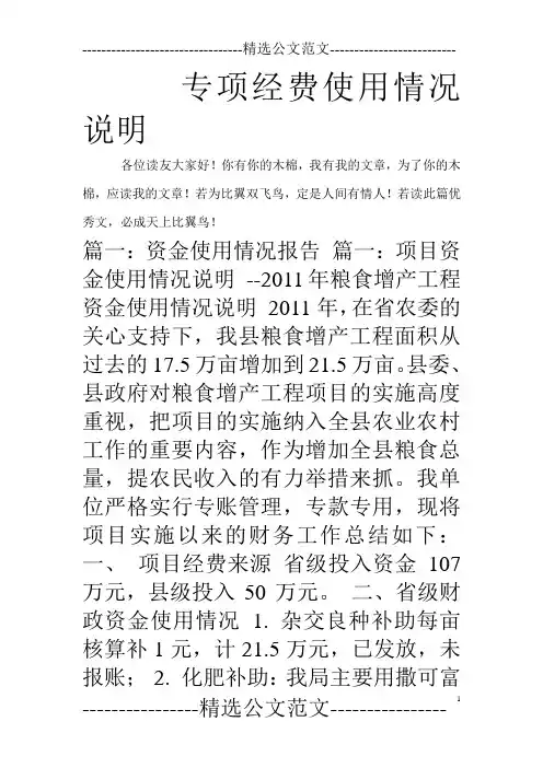 专项经费使用情况说明