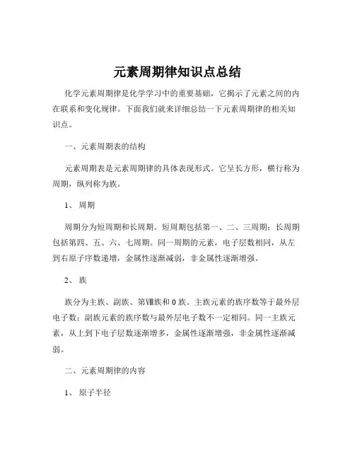 元素周期律知识点总结