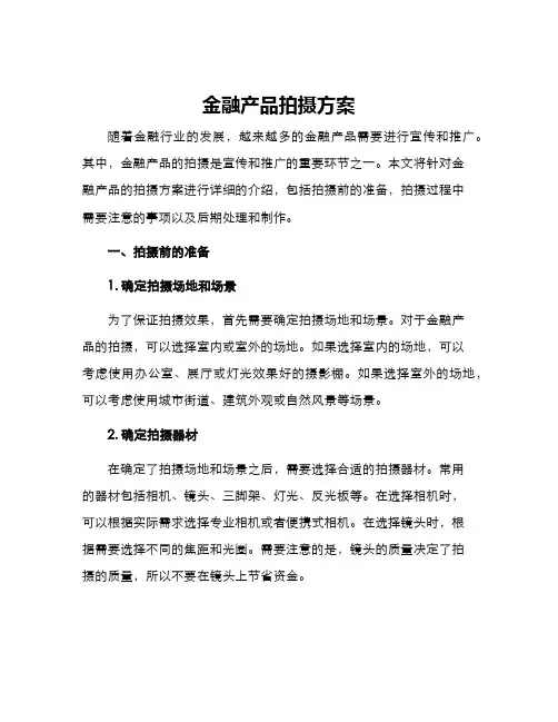 金融产品拍摄方案