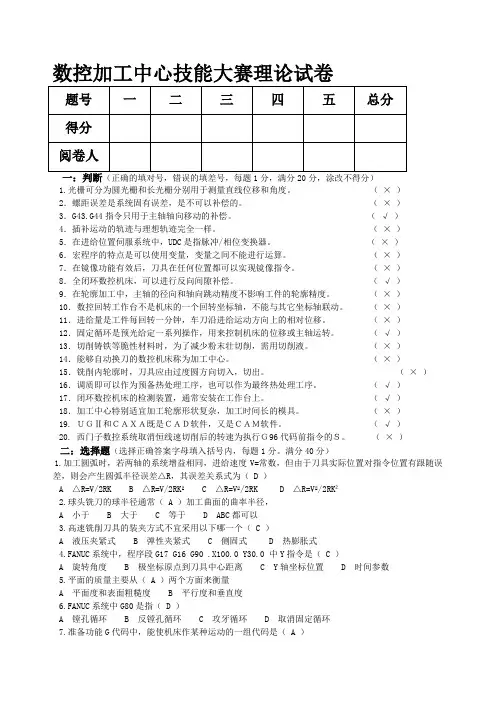 数控加工中心技能大赛理论试卷[1].13