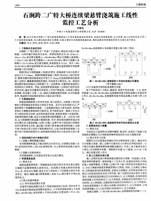 石涧跨二广特大桥连续梁悬臂浇筑施工线性监控工艺分析