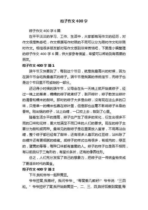 粽子作文400字6篇