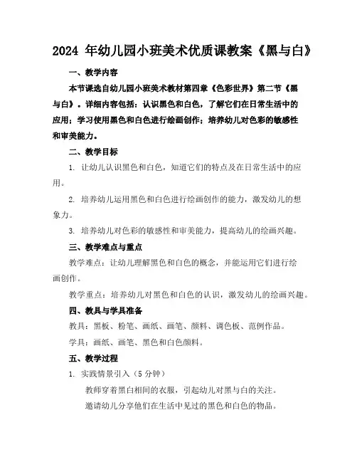 2024年幼儿园小班美术优质课教案《黑与白》