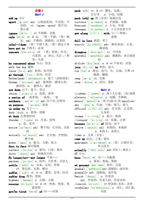 (完整版)人教版高中英语单词表(含音标)