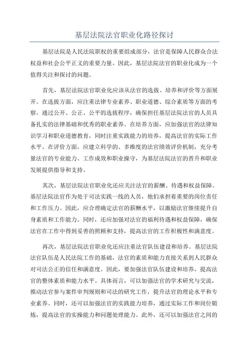 基层法院法官职业化路径探讨