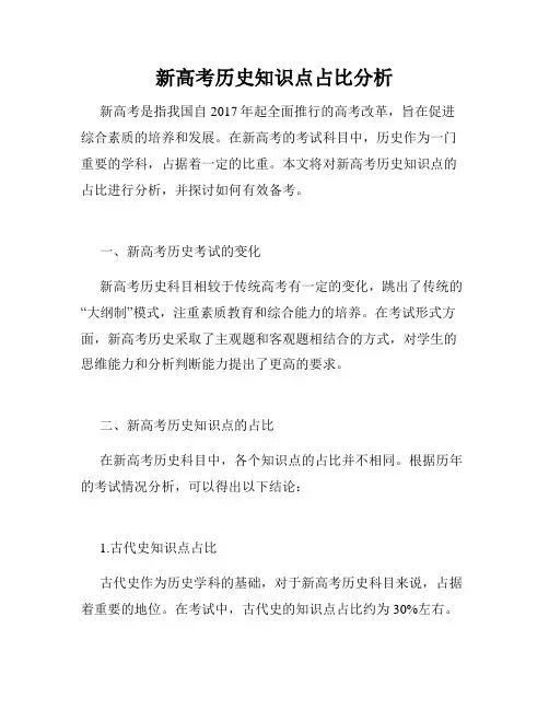 新高考历史知识点占比分析