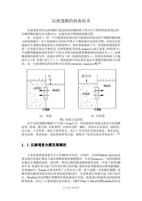 反渗透膜的制备技术