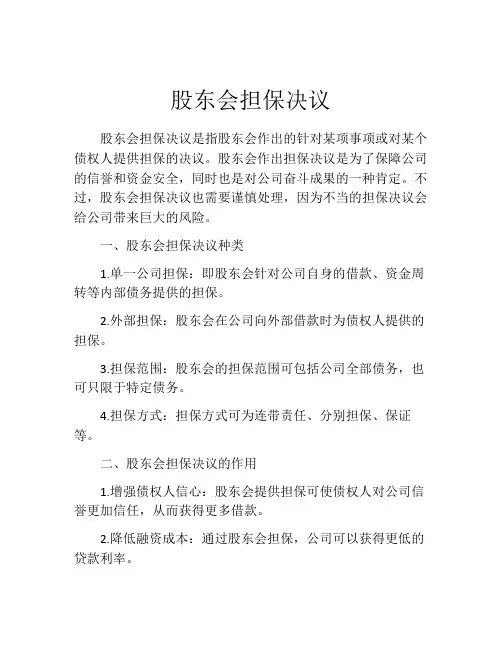 股东会担保决议 (2)