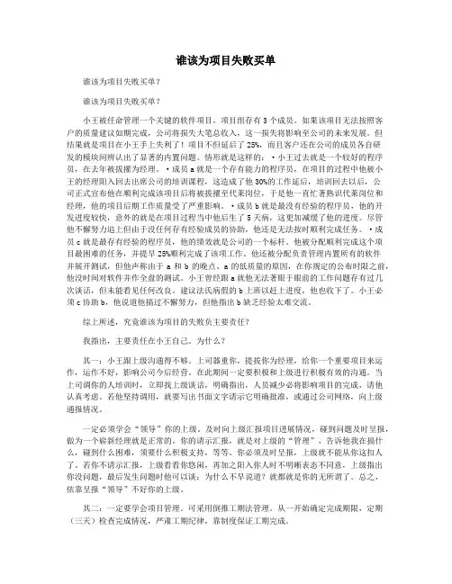 谁该为项目失败买单