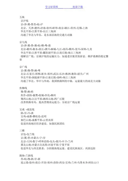 高考地理必备中国铁路线路