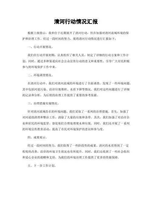 清河行动情况汇报