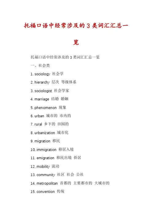 托福口语中经常涉及的3类词汇汇总一览